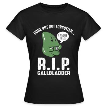 La vésicule biliaire a disparu, mais n’oublie pas. - T-shirt Femme - noir - Devant - AI Model Female 172 dark (172cm)