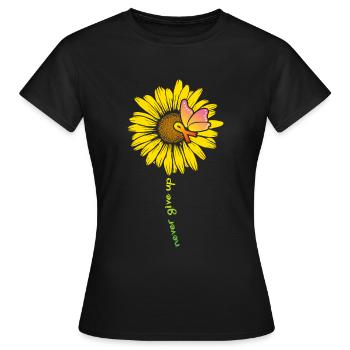 Tournesol et papillon sclérose en plaques - T-shirt Femme - noir - Devant - AI Model Female 172 dark (172cm)