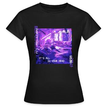 It’s All In Your Head Sad 90s Vaporwave Aesthetic - T-shirt Femme - noir - Devant - AI Model Female 172 dark (172cm)