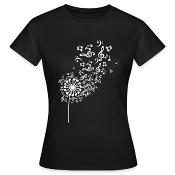 Löwenzahn Musikalische Noten Musik Natur Blumen - Frauen T-Shirt - Schwarz - Vorne - AI Model Female 172 dark (172cm)
