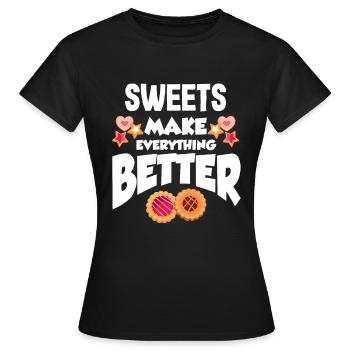 Süßigkeiten Süßwaren Konditorei Kekse Spruch - Frauen T-Shirt - Schwarz - Vorne - AI Model Female 172 dark (172cm)