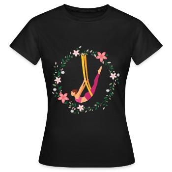 Acrobatie aérienne yoga fleur sport acrobate aérien - T-shirt Femme - noir - Devant - AI Model Female 172 dark (172cm)