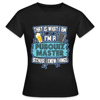 Pub Quiz Pubquiz Master Know Things - T-shirt Femme - noir - Devant - AI Model Female 172 dark (172cm)