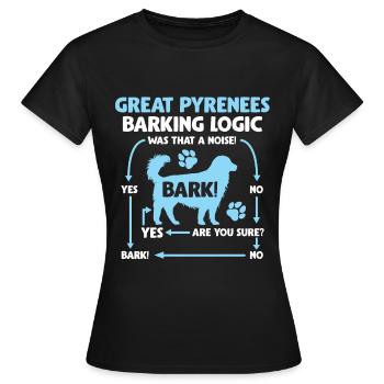 Logique du chien de montagne des Pyrénées qui aboie - T-shirt Femme - noir - Devant - AI Model Female 172 dark (172cm)