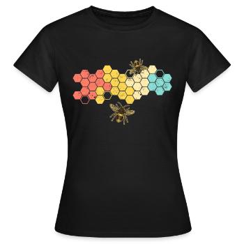Rétro nid d'abeille apiculteur abeille nature amour - T-shirt Femme - noir - Devant - AI Model Female 172 dark (172cm)