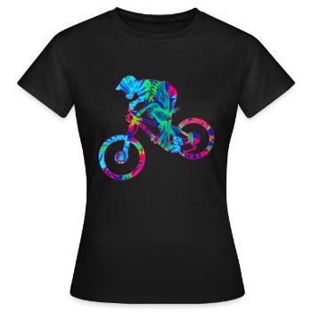 Tropisches Mountainbike bergab Freeride - Frauen T-Shirt - Schwarz - Vorne - AI Model Female 172 dark (172cm)