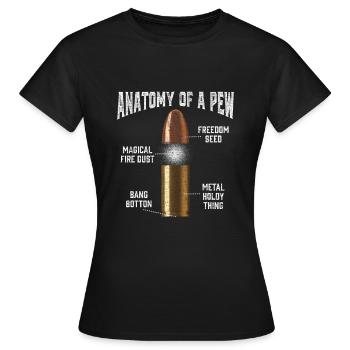 Munition Pew Anatomie Lustige Patrone Waffe - Frauen T-Shirt - Schwarz - Vorne - AI Model Female 172 dark (172cm)
