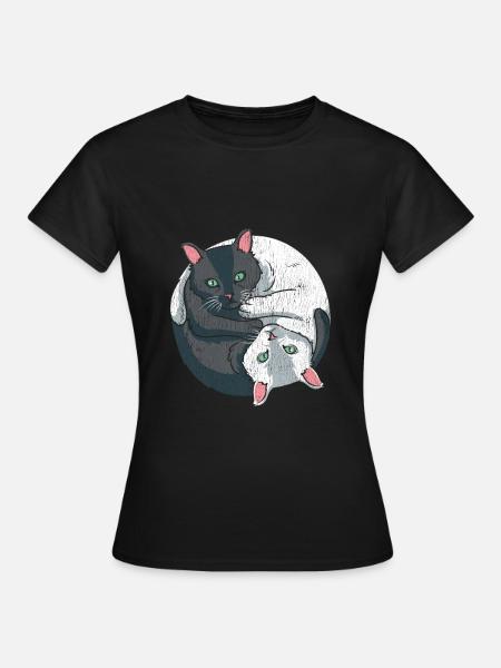 Sweet Yin Yang Cat Spiritual Kitten Pet - Women's T-Shirt - black