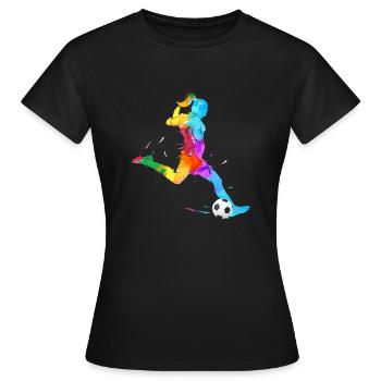 Fussball Mädchen Spieler Bunte Tochter Nichte - Frauen T-Shirt - Schwarz - Vorne - AI Model Female 172 dark (172cm)