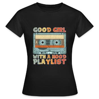 Hip Hop Girl Old School Cassette Mixtape Rap - T-shirt Femme - noir - Devant - AI Model Female 172 dark (172cm)