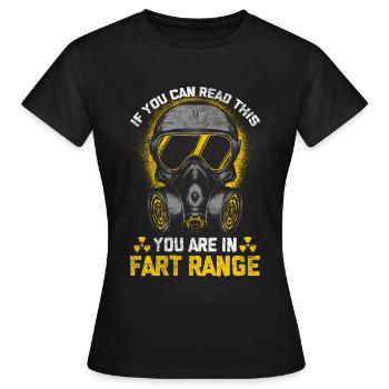 Pups humor farting husband friend father - Women's T-Shirt - black - Front - AI Model Female 172 dark (172cm)