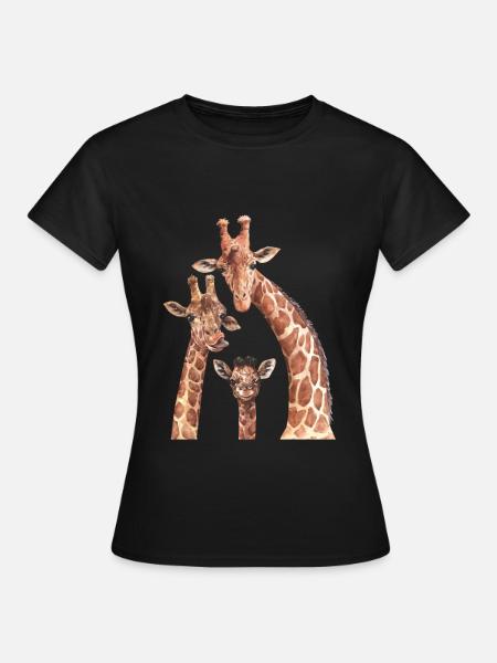 Lustige Giraffen Familie Safari Tier Spaß - Frauen T-Shirt - Schwarz