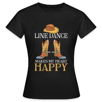 Happy Line Dancing Country Musik Line Dancer - Frauen T-Shirt - Schwarz - Vorne - AI Model Female 172 dark (172cm)