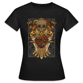 Steampunk Owl Mechanical Bird Clockwork - Women's T-Shirt - black - Front - AI Model Female 172 dark (172cm)