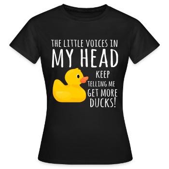 Lustige Gummi Ente Kleine Stimmen in meinem Kopf - Frauen T-Shirt - Schwarz - Vorne - AI Model Female 172 dark (172cm)