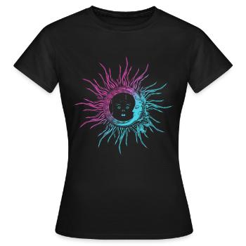 Spiritualité Lune et Soleil Illustration - T-shirt Femme - noir - Devant - AI Model Female 172 dark (172cm)