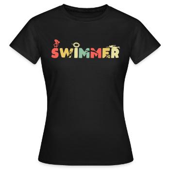 Schwimmen Schwimmer - Frauen T-Shirt - Schwarz - Vorne - AI Model Female 172 dark (172cm)
