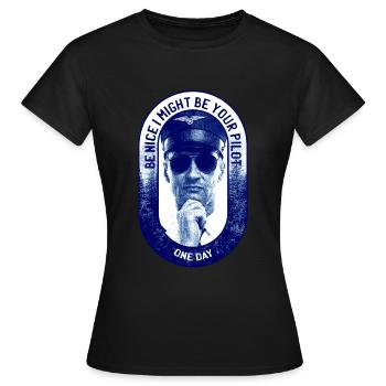 Pilote d’avion Pilote Pilote Pilote - T-shirt Femme - noir - Devant - AI Model Female 172 dark (172cm)