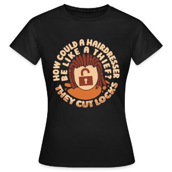Coiffeur Coiffeur Coiffure Coiffure Coiffure Coiffure - T-shirt Femme - noir - Devant - AI Model Female 172 dark (172cm)