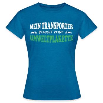 Umweltschutz Lastenrad Bike Fahrrad Spruch T-Shirt - Frauen T-Shirt - Antikblaues Saphir meliert - Vorne - AI Model Female 172 dark (172cm)