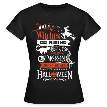 Halloween witch black cat moon Hexe Katze Mond Fun - Frauen T-Shirt - Schwarz - Vorne - AI Model Female 172 dark (172cm)
