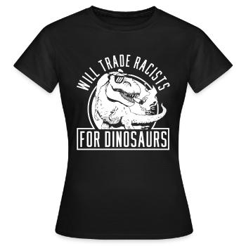 Dinosaure antiraciste - T-shirt Femme - noir - Devant - AI Model Female 172 dark (172cm)