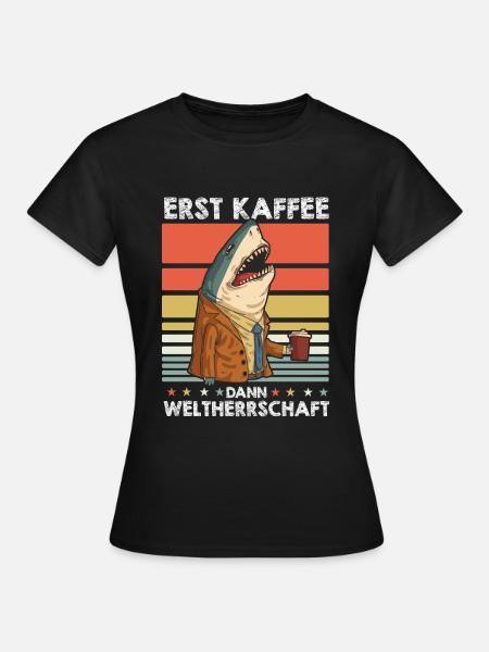 Haifisch Kaffee - Frauen T-Shirt - Schwarz