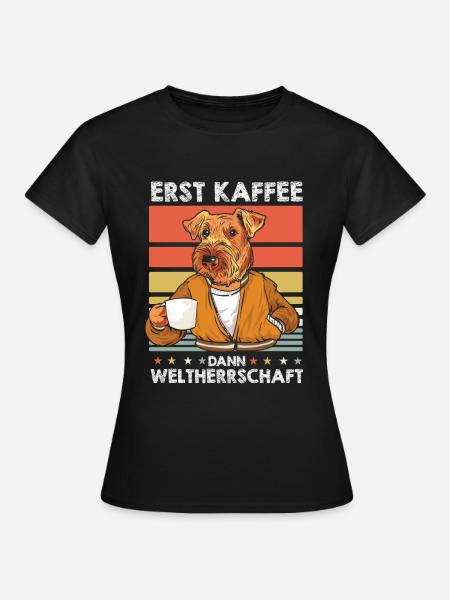 Airedale Terrier Kaffee - Frauen T-Shirt - Schwarz
