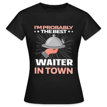 Serveuse Serveuse Drôle - T-shirt Femme - noir - Devant - AI Model Female 172 dark (172cm)