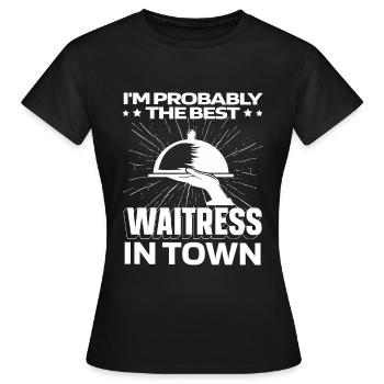 Serveur Serveuse Lustig - T-shirt Femme - noir - Devant - AI Model Female 172 dark (172cm)