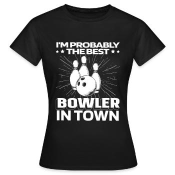 Bowling Bowlen Bowler Lustig - Frauen T-Shirt - Schwarz - Vorne - AI Model Female 172 dark (172cm)