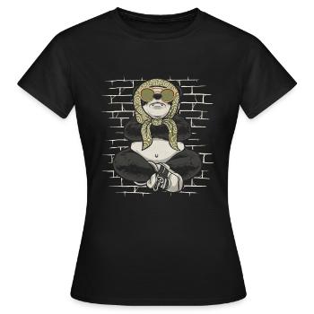 Großer Panda Pandabär Sonnenbrillenschal - Frauen T-Shirt - Schwarz - Vorne - AI Model Female 172 dark (172cm)