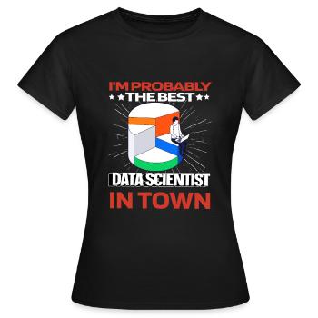 Analyste de données en science des données Lustig - T-shirt Femme - noir - Devant - AI Model Female 172 dark (172cm)