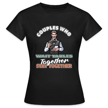 Couple de serveuses serveur - T-shirt Femme - noir - Devant - AI Model Female 172 dark (172cm)