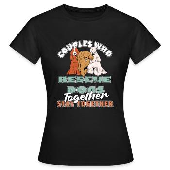 Paire de chiens de sauvetage de chiens - T-shirt Femme - noir - Devant - AI Model Female 172 dark (172cm)