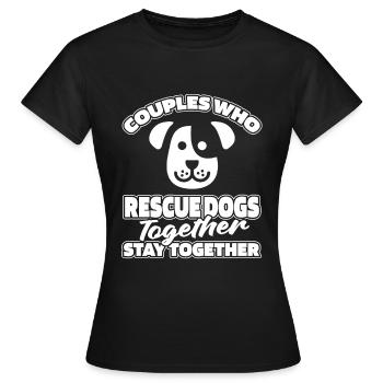Paire de chiens de sauvetage de chiens - T-shirt Femme - noir - Devant - AI Model Female 172 dark (172cm)