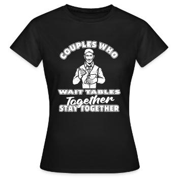 Couple de serveuses serveur - T-shirt Femme - noir - Devant - AI Model Female 172 dark (172cm)