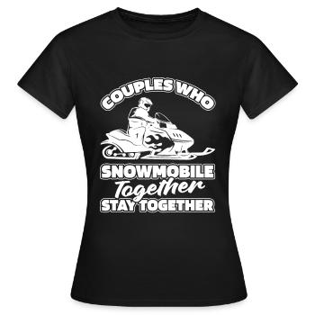 Schneemobil Motorschlitten Paar - Frauen T-Shirt - Schwarz - Vorne - AI Model Female 172 dark (172cm)