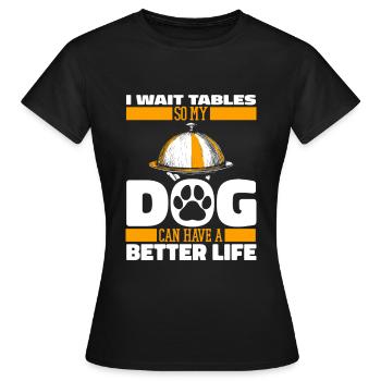 Serveur Serveuse Chien - T-shirt Femme - noir - Devant - AI Model Female 172 dark (172cm)