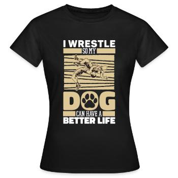 Chien lutteur lutteur - T-shirt Femme - noir - Devant - AI Model Female 172 dark (172cm)