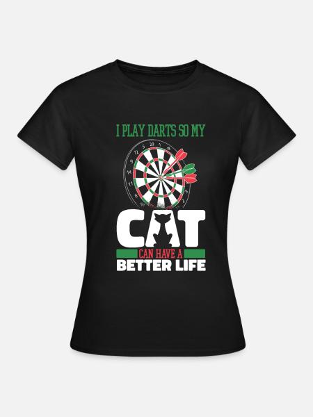 Dart Dartspieler Katze - Frauen T-Shirt - Schwarz