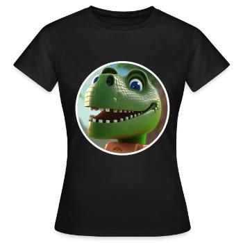 T-Rex Dino Dinosaur Dinosaur Building Block Toy - Women's T-Shirt - black - Front - AI Model Female 172 dark (172cm)