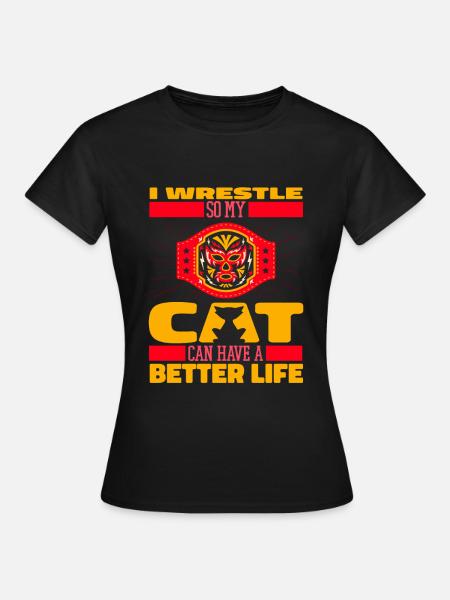 Wrestling Wrestler Katze - Frauen T-Shirt - Schwarz