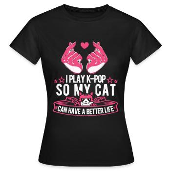 K Pop Kpop Chat Pop Coréen - T-shirt Femme - noir - Devant - AI Model Female 172 dark (172cm)