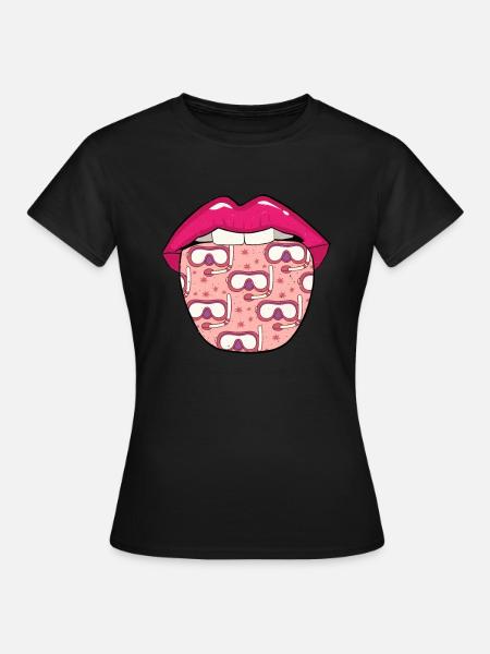 Schnorcheln Lippen - Frauen T-Shirt - Schwarz
