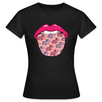 Vogel Ornithologe Zunge - Frauen T-Shirt - Schwarz - Vorne - AI Model Female 172 dark (172cm)
