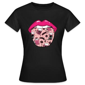 Bière artisanale Langue de bière artisanale - T-shirt Femme - noir - Devant - AI Model Female 172 dark (172cm)