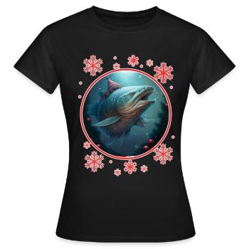 Pêche Pêcheur Pêcheuse Noël Pêcheur Poisson - T-shirt Femme - noir - Devant - AI Model Female 172 dark (172cm)