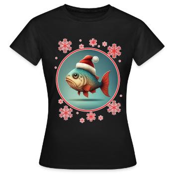 Pêche Pêcheur Pêcheuse Noël Pêcheur Poisson - T-shirt Femme - noir - Devant - AI Model Female 172 dark (172cm)