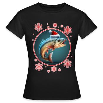 Pêche Pêcheur Pêcheuse Noël Pêcheur Poisson - T-shirt Femme - noir - Devant - AI Model Female 172 dark (172cm)